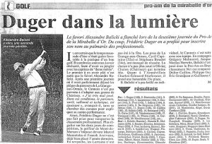 Duger dans la lumière-Revue de presse |Frédéric Duger |Cours de golf Biarritz-stage de golf Biarritz | Pays basque